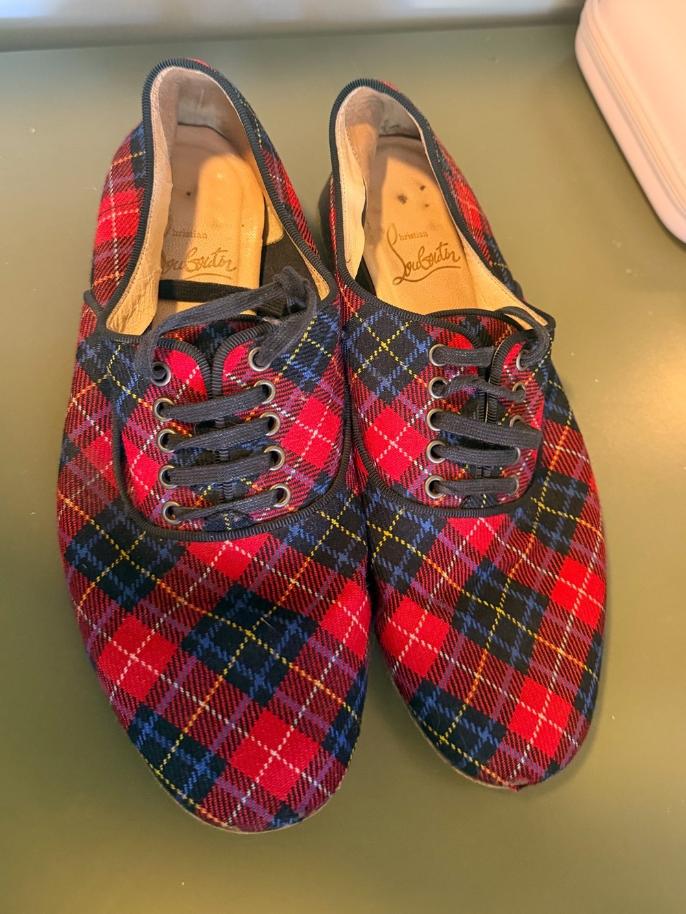 Christian Louboutin Red Tartan Plaid Women’s Oxford Shoes | Size 6